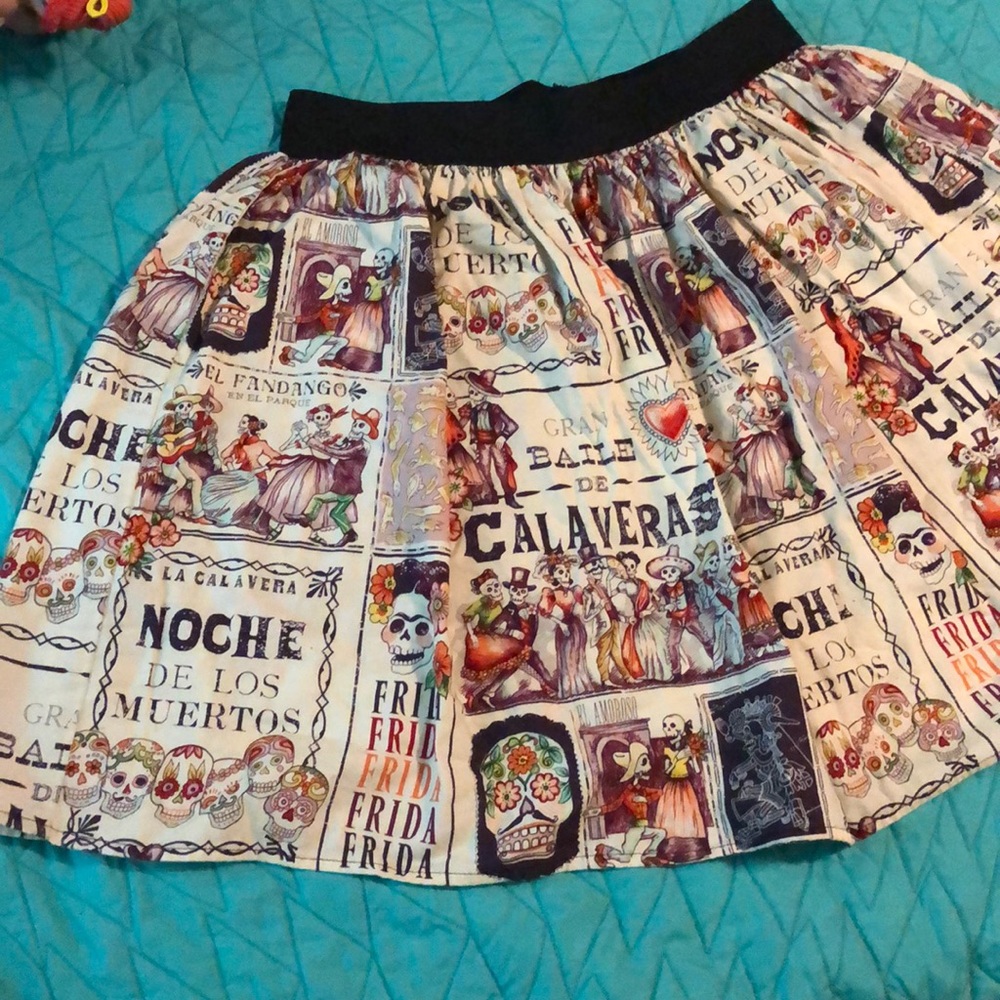 Dia de los muertos pleated skirt, x-large Hemet